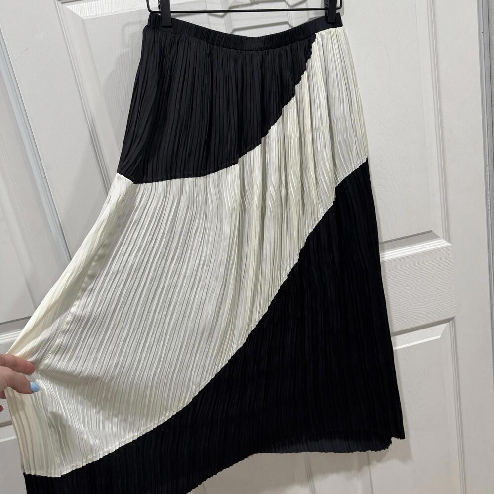 Women’s Ramy Brook Women's Midi Adena Skirt Size Large L Geometric Ivory Black - Picture 7 of 10